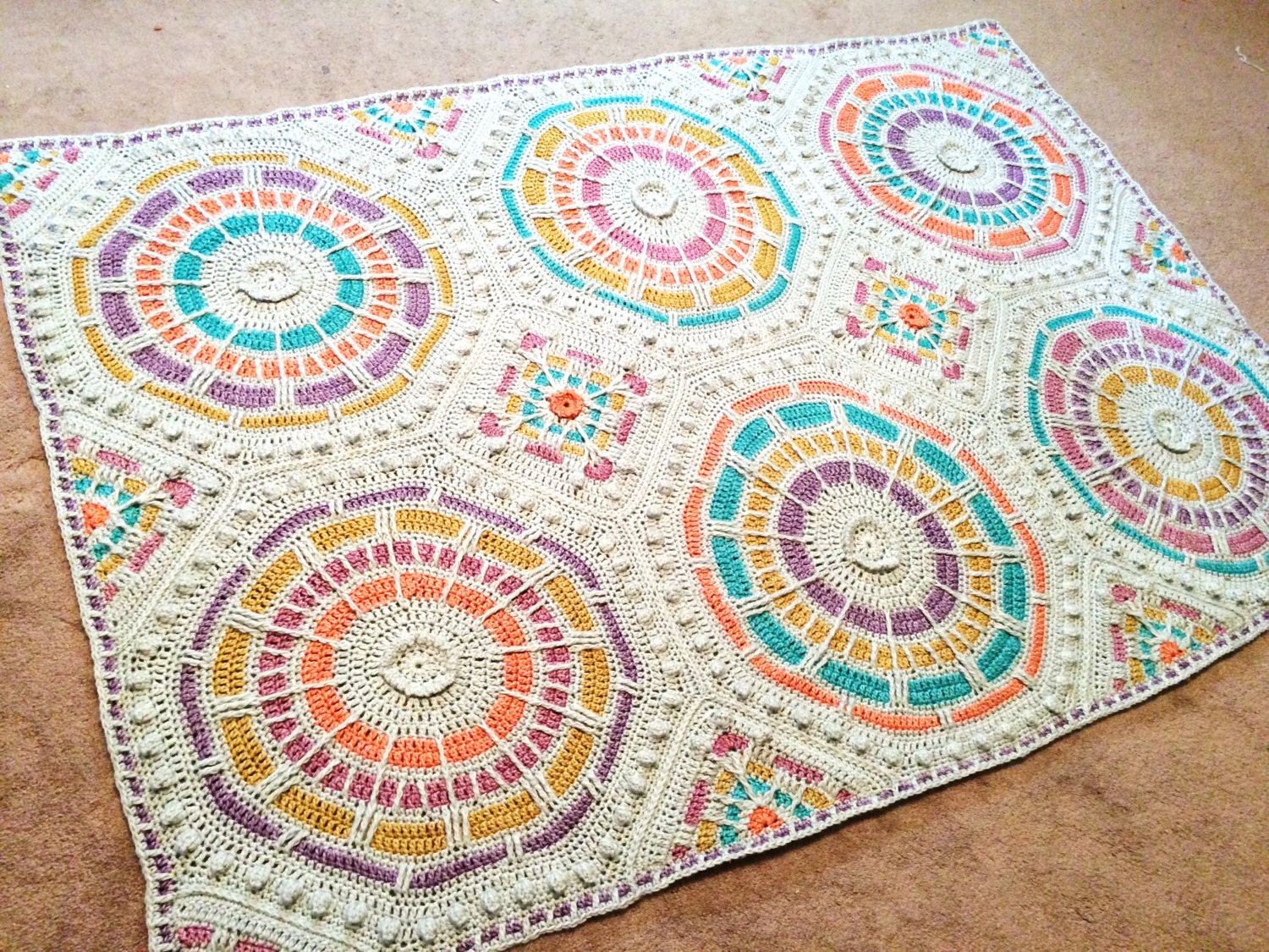 Summer Mosaic Afghan Original Crochet Blanket Pattern by