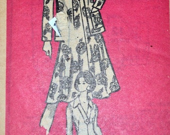 Vintage 1970's Mail Order Sewing Pattern 9302 Misses' Dress and Jacket Bust 38 inches UNCUT