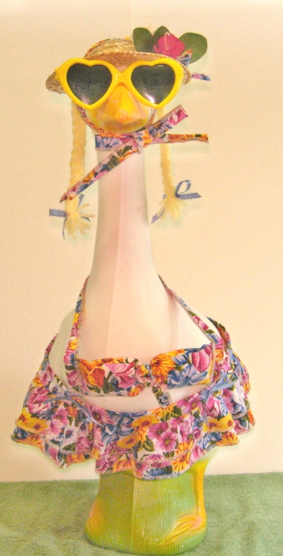 Flowered bikini for 24 cement lawn geese or by KraftKorner on Etsy