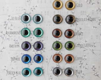 Metallic Hand Painted Animal Eyes - Your Choice of Size and Color - 12mm 15mm 18mm - 4 pairs Craft Safety Eyes