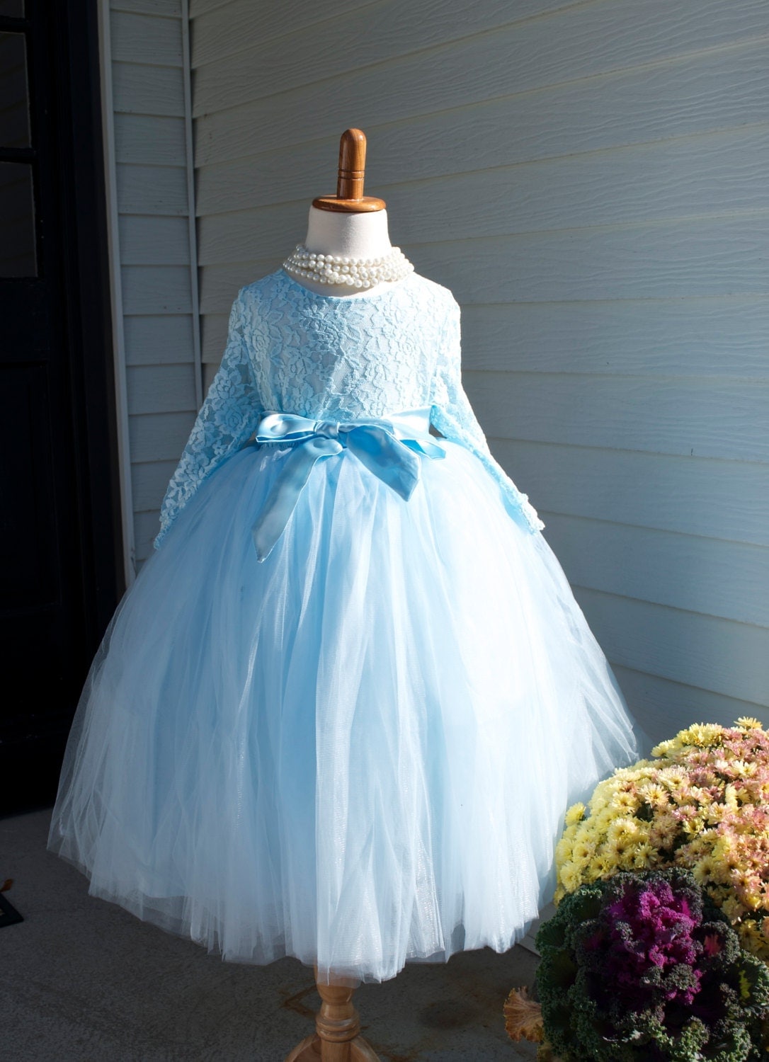 Girls Light Blue tutu dress Baby Blue Long Tulle Skirt with
