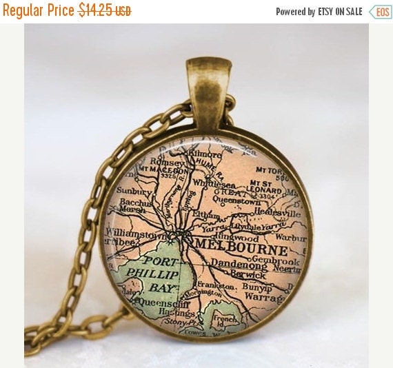 30 OFF sale Melbourne map necklace by starmekcreations on Etsy