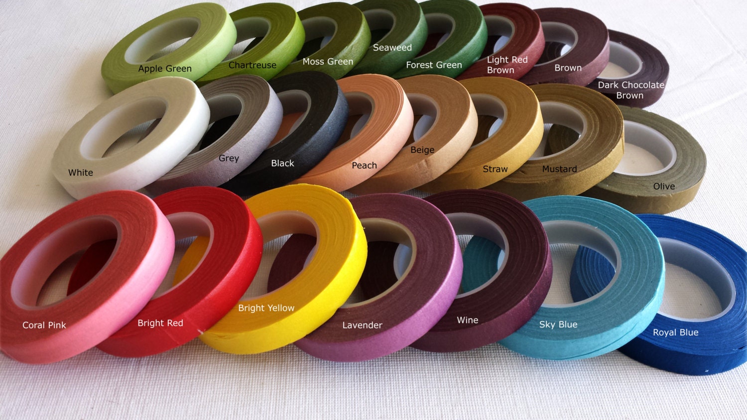 1 roll of floral tape 30 Yards 27 M/per roll 23 Colors