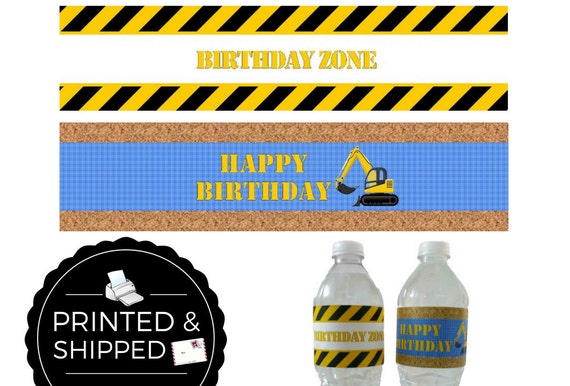 Construction Birthday Party Water Bottle Labels - Construction Party - Construction Water Bottle Labels - Printed Water Bottle Labels Il_570xn