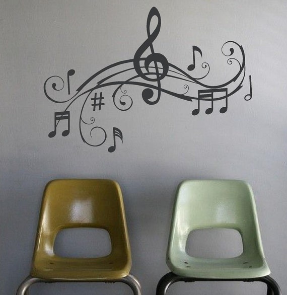 Large Music Notes Wall Art Words Vinyl Lettering Stickers