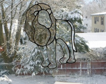 Lion colored Bevel Stained Glass Suncatcher Amazing