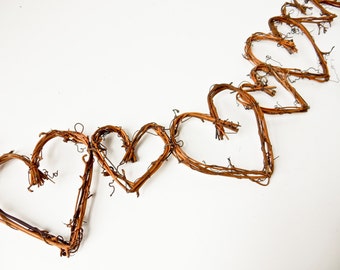 Grapevine Twig Heart Garland Banner, Wedding, Anniversary, Baby Shower