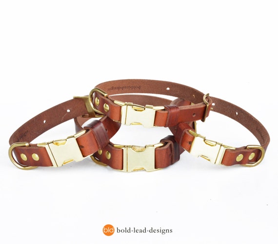 Adjustable Leather Quick-Release Dog Collar in TAN or BLACK