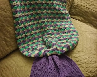 Mermaid tail blanket-Adult size, Crochet Blanket, Handmade Blanket, Mermaid Tail Blanket