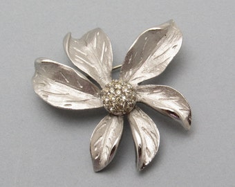 Vintage Flower Brooch Artistic Rhinestone Jewelry P7277