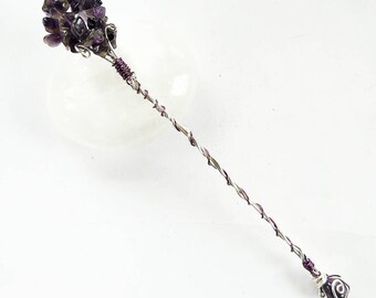 Amethyst Wand - Wire Wrapped - Magic Wand - Crystal Wand - Pagan Wand - Magick Wand - Elven Wand - Fairy Wand - Handmade Wand - Healing