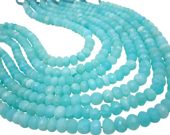 Blue Peruvian Opal Beads, Peruvian Opal Beads, Blue Opal Rondelles, Blue Opal Beads, Faceted Rondelles, SKU 4811