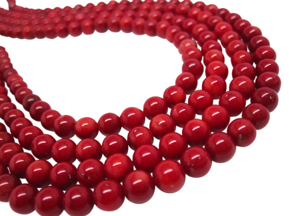 Red Coral Beads Round Red Coral SKU 4210A From Loveofjewelry On Etsy   Il Fullxfull.1020053654 H660 