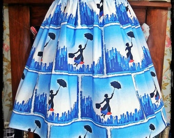 Ladies/girls bespoke Mary Poppins skirt all sizes made to order Disney Vintage Retro wiggle swing pencil different styles