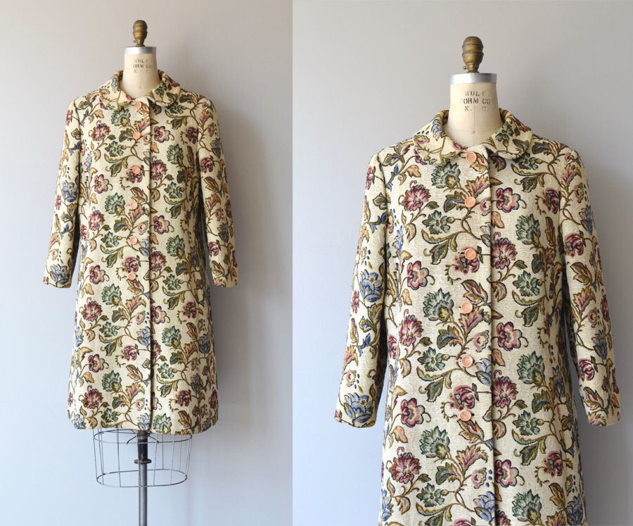 Beatrix coat 1960s tapestry coat vintage floral 60s coat