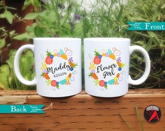 Flower Girl Mug, Personalized Flower Girl Gift, Bridal Party Mug, Flower Girl Gift, Flower Girl Cup, Cute Mug, Succulent Wreath, Flower Girl