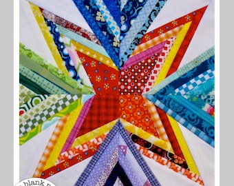 Scrap Attack #201 Paper Pieced Quilt Pattern PDF - 9 in & 12 in sizes