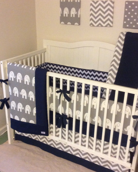 DEPOSIT Crib Bedding Set Girl Boy Twins Pink Navy Gray