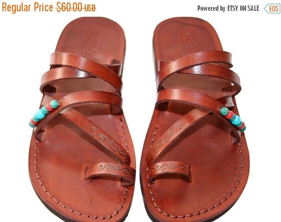 SALE Brown Decor Buckle-Free Leather Sandals for Men & by SANDALI