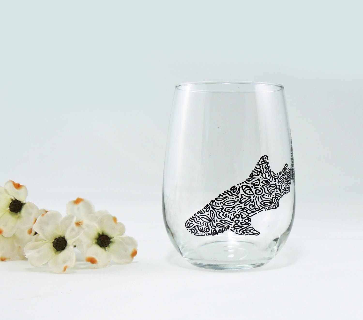 Whale shark glass Hand painted stemless by ButterflyRougeStudio