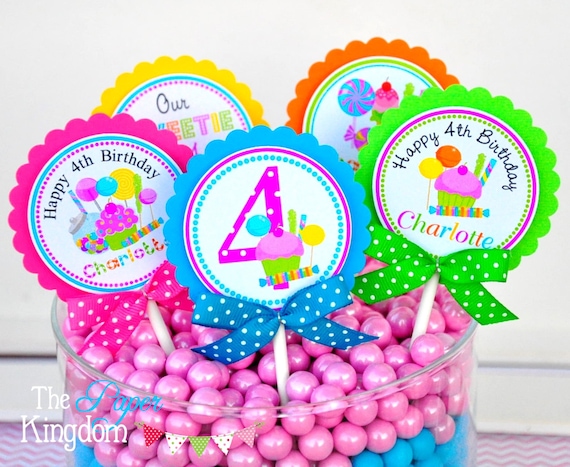 candyland-cupcake-toppers-in-hot-pink-turquoise-lime-orange-and