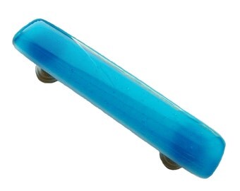 Deep Turquoise Glass Cabinet Hardware Drawer or Cabinet Pull