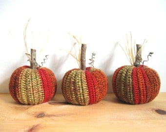 Fall Decor Crocheted Pumpkins Autumn Decor Halloween Decorations Harvest Thanksgiving Decor Rustic Home Decor Country Decor Farmhouse Decor