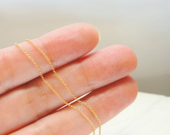 18k Solid Gold Chain Necklace, Cable Chain Necklace, Yellow Gold, Spring Clasp, Made in Japan, Thin Necklace