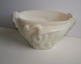 Art Deco Milk Glass Swan Bowl Macbeth-Evans