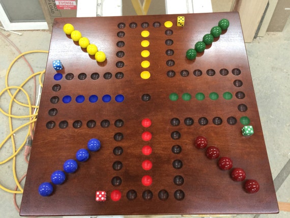 Super Aggravation Four player Five Marble Board Stained