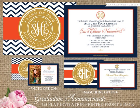 Monogrammed Graduation Announcement/Graduation Invitation