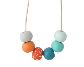 Big Bold Chunky Necklace - Long Statement Necklace - Turquoise Bead Necklace - Multi Color Necklace - Adjustable Necklace - Gifts for Her