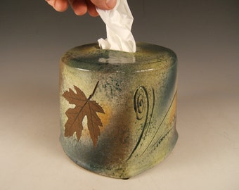tissue box cover kleenex cover kleenex box holder green with leaves ceramic tissue box holder