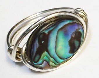 Abalone Ring Abalone Jewelry Sterling Silver Ring Silver Rings for Women