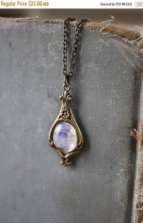 ON SALE Moonstone Necklace - Victorian Necklace - Bridesmaid Necklace ...