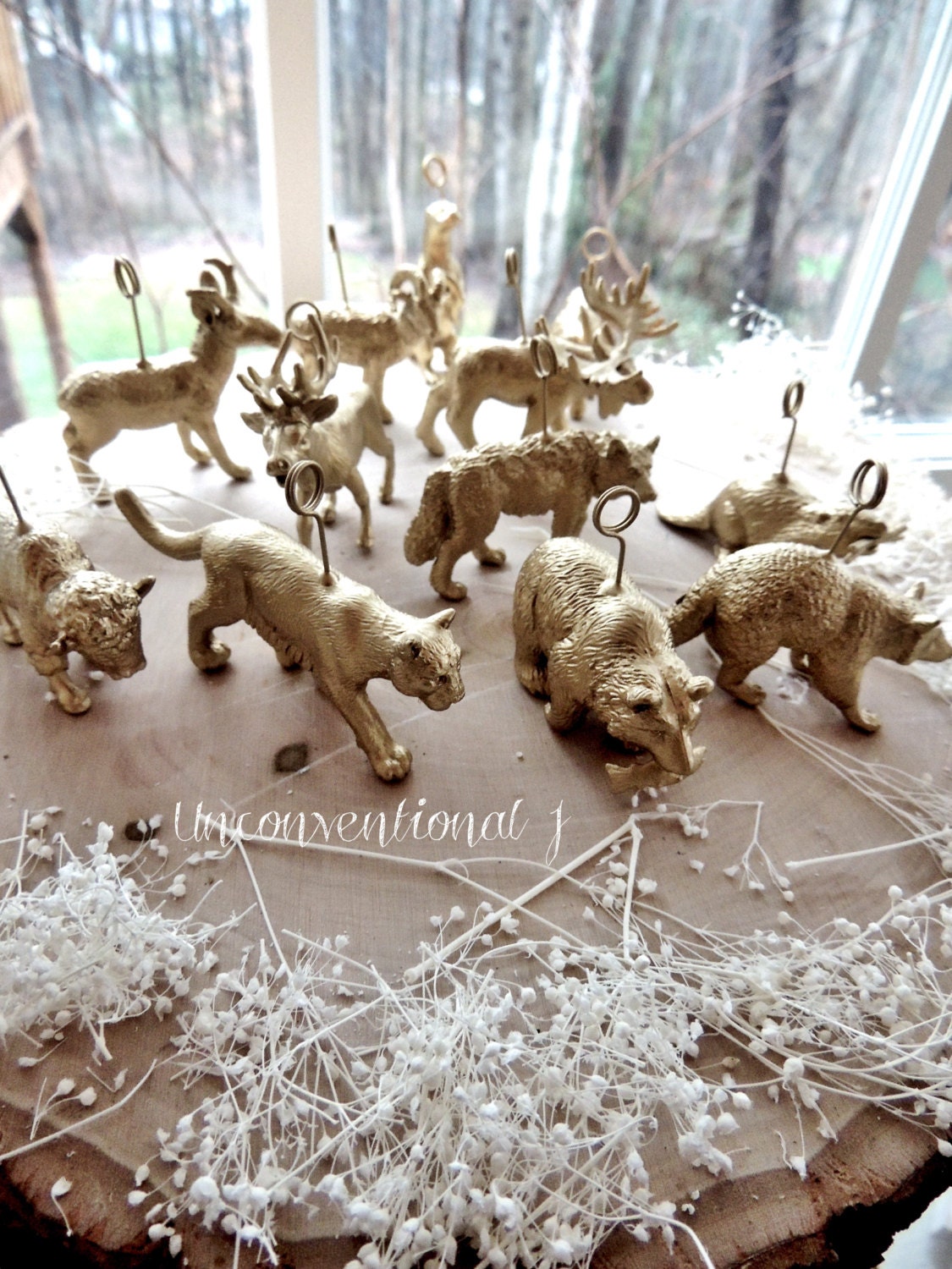 Gold Animal Place Card Holder Wedding Table by UnconventionalJ