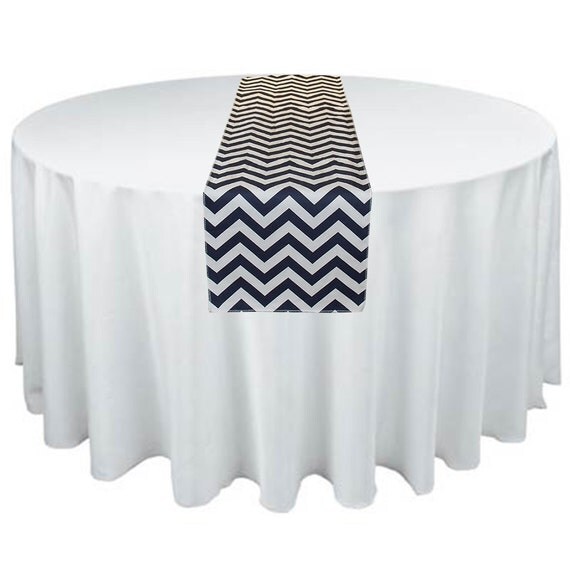 Navy Blue Table Runner Chevron Zig Zag Stripe Wedding Linens