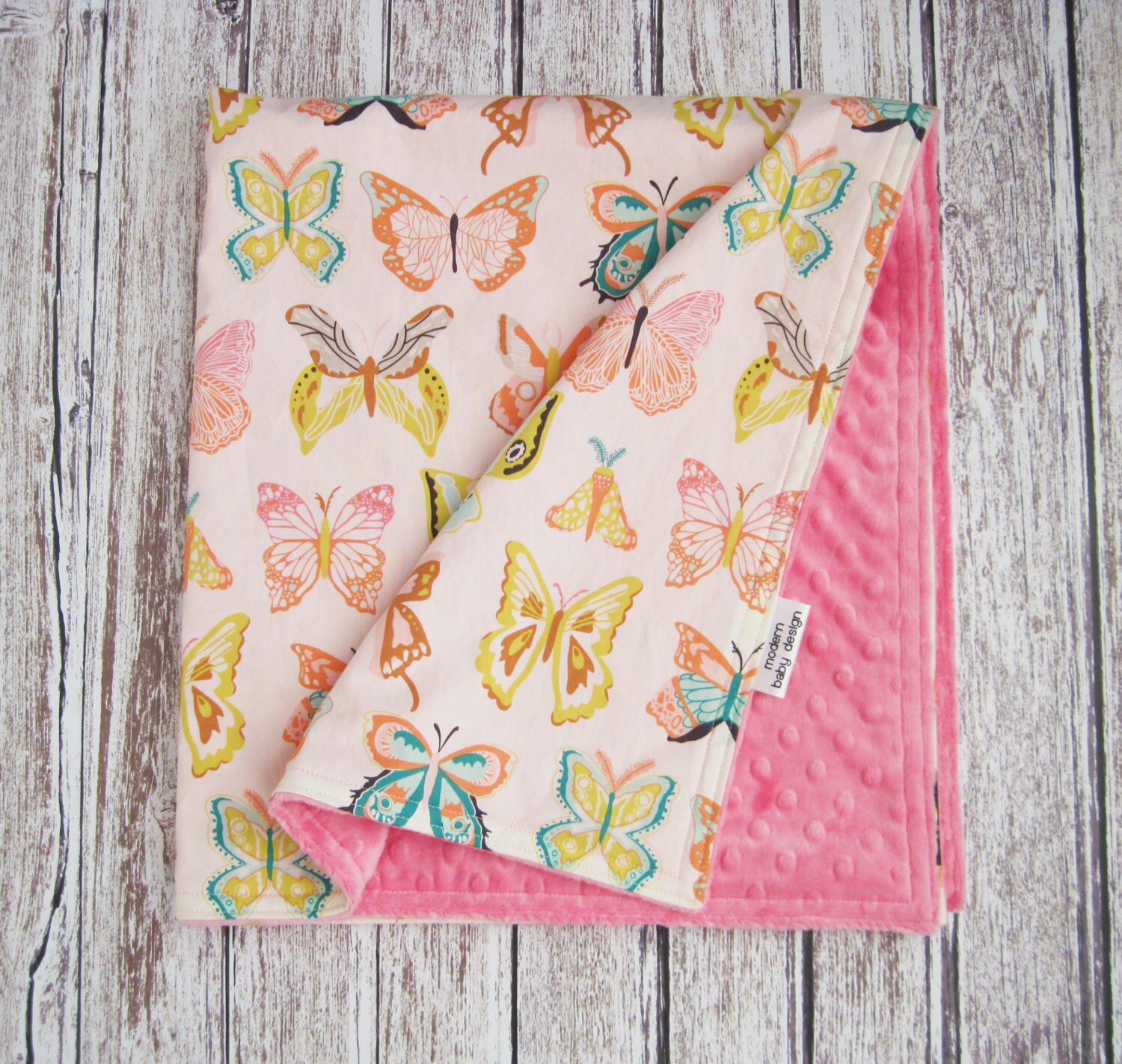 Butterfly Baby Blanket Baby Girl Minky Baby Blanket Pink
