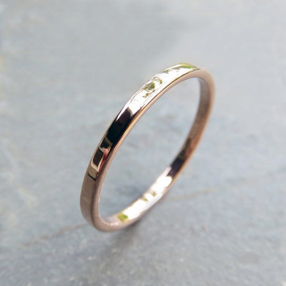 Thin Rose Gold Wedding Band 2mm Wedding Ring in Recycled