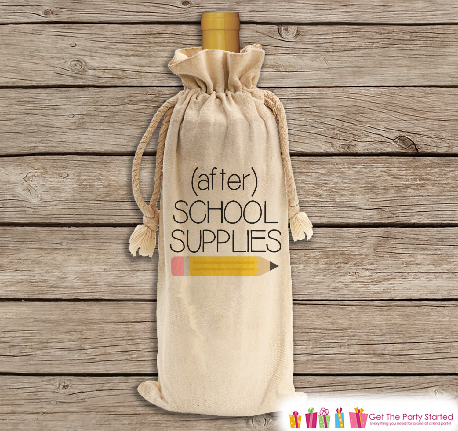 After School Supplies for Teacher Wine Gift Bag Canvas