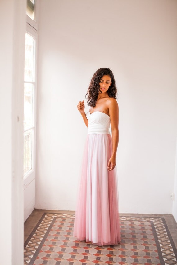 Pink tulle wedding dress ready to ship bridal tulle dress