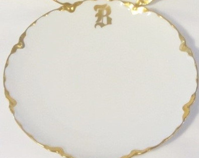 Haviland France Vintage Ranson Gold Monogram 'B' 7.5 inch Set of 2 Plates, Wedding Plates, Monogram Plates, Collectable Haviland France