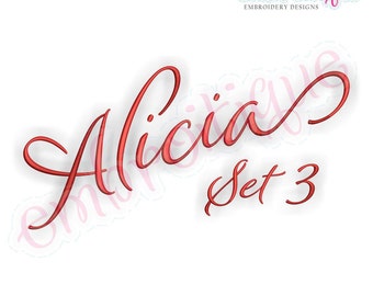 Alicia Calligraphy Monogram Set 3 - Embroitique Exclusive - Interchangeable Machine Embroidery Font - Instant download Alphabet