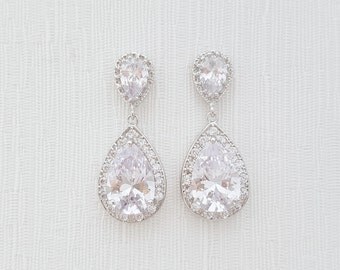 Wedding Earrings Bridal Earrings Round Cubic by poetryjewelry