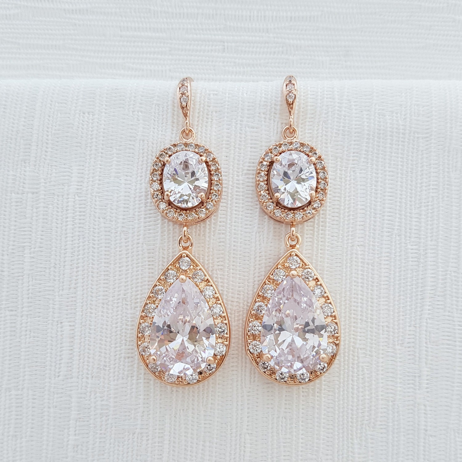 Rose Gold Bridal Earrings Wedding Jewelry Rose Gold Earrings