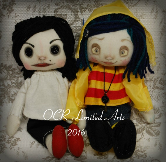 Coraline Other Mother Set Doll Inspired  Creepy cute OOAK Handmade Art doll cloth doll collectible Gothic doll decor gift rag doll