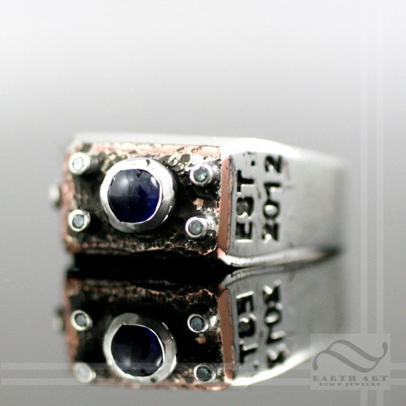 From Ruins to Rebuilt - Steampunk Sapphire and Diamond Ring by mooredesign13 steampunk buy now online