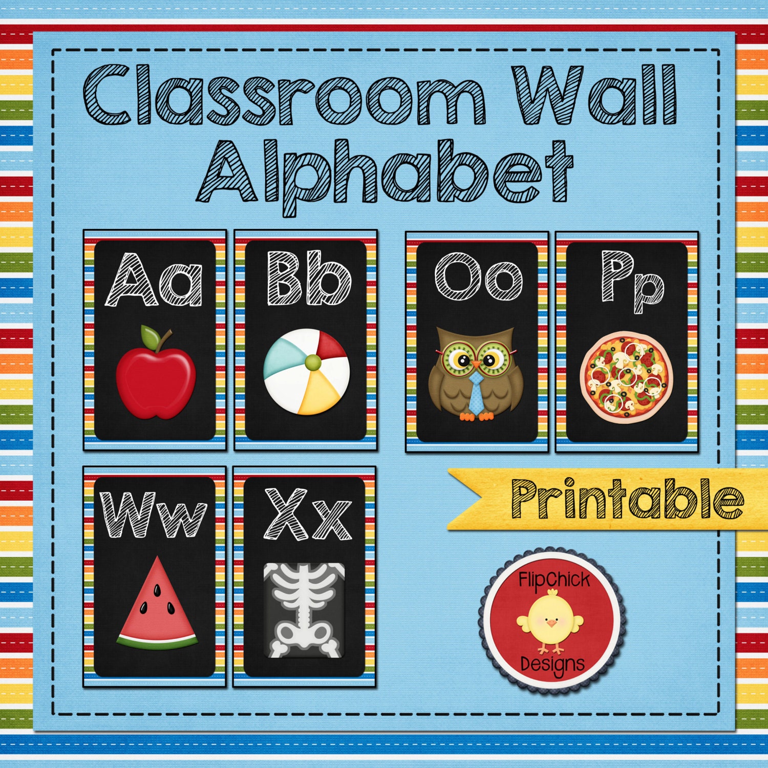 printable classroom chalkboard wall letters