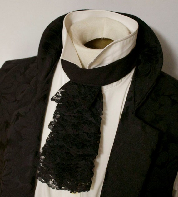 Regency Historic Victorian Black JABOT Lace Ascot Cravat