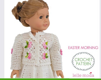 Doll Clothes Crochet Pattern, fits American Girl Doll, Doll Summer Skirt Cardigan Skirt Pattern, 18 inch Doll Clothes Pattern